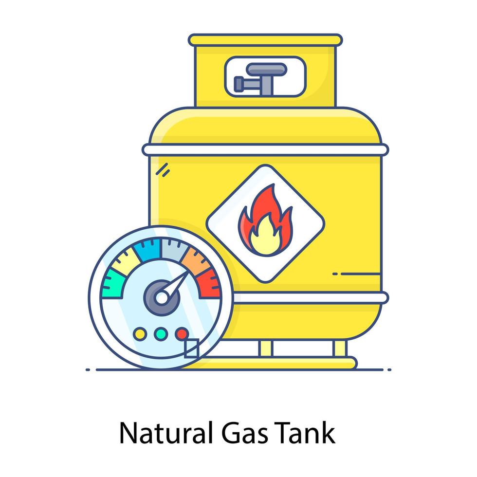 Organic, flat outline icon of natural gas tank vector
