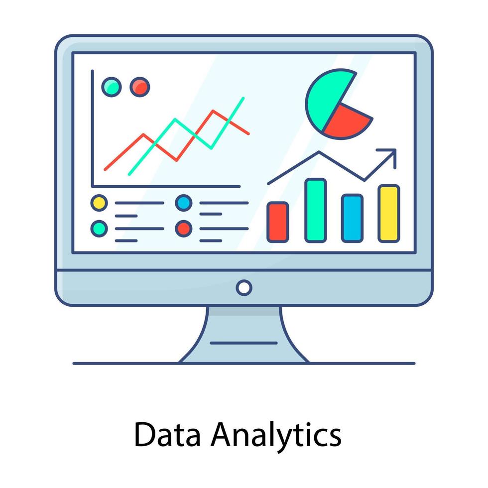 Data analytics flat outline icon, business analysis 5232357 Vector Art ...