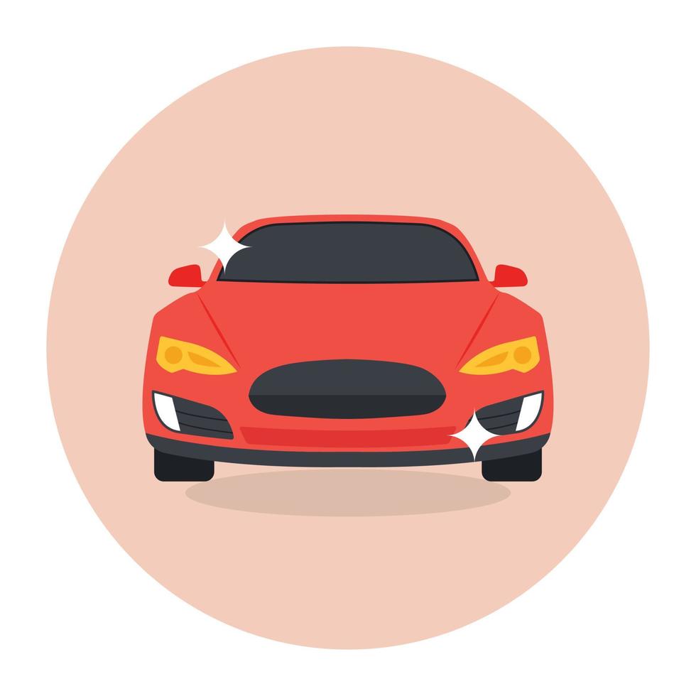 un coche rojo de lujo en una carretera, icono redondeado plano vector