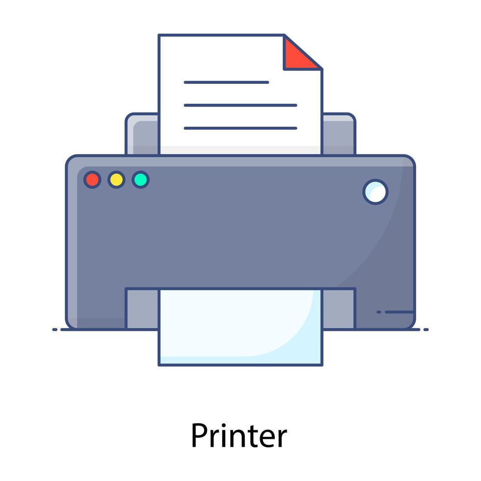 icono de contorno plano de impresora, dispositivo de fotocopiadora vector