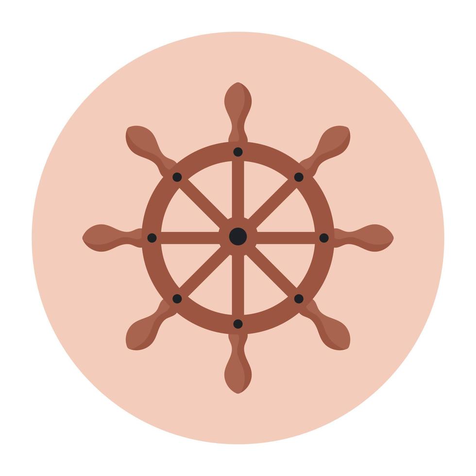 Ship steering, ship helm vector in flat icon