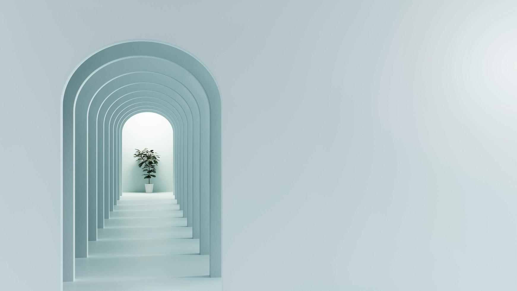 Minimal abstract arch tunnel hallway 3D render illustration photo