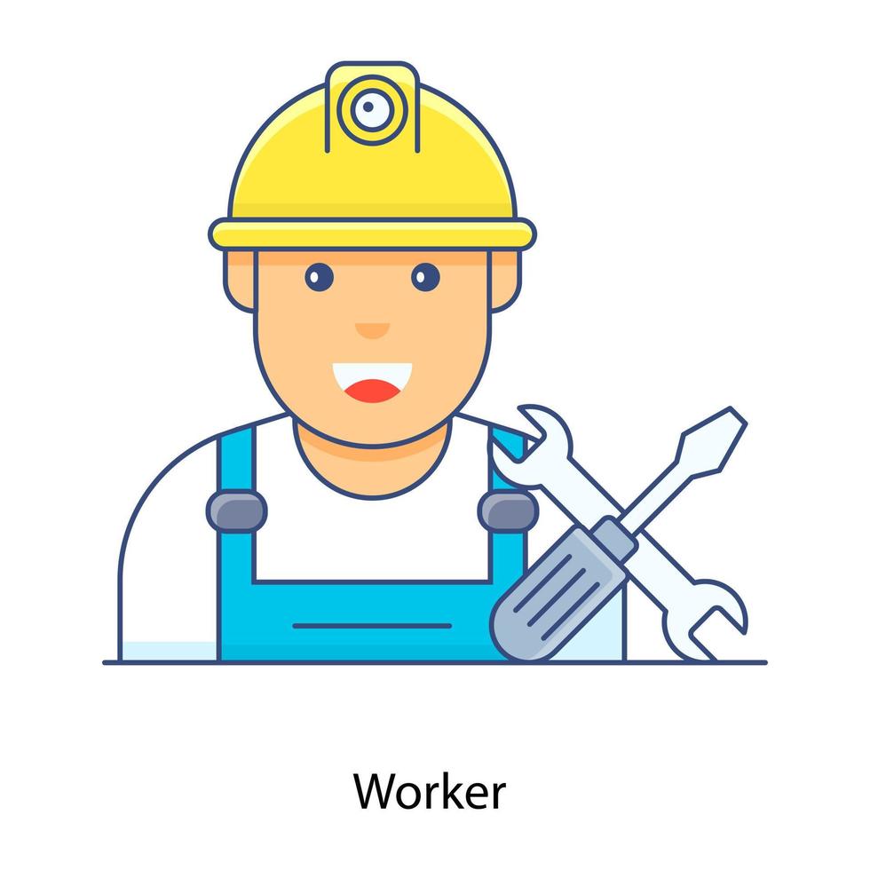 icono de contorno plano de trabajador, trabajador vector