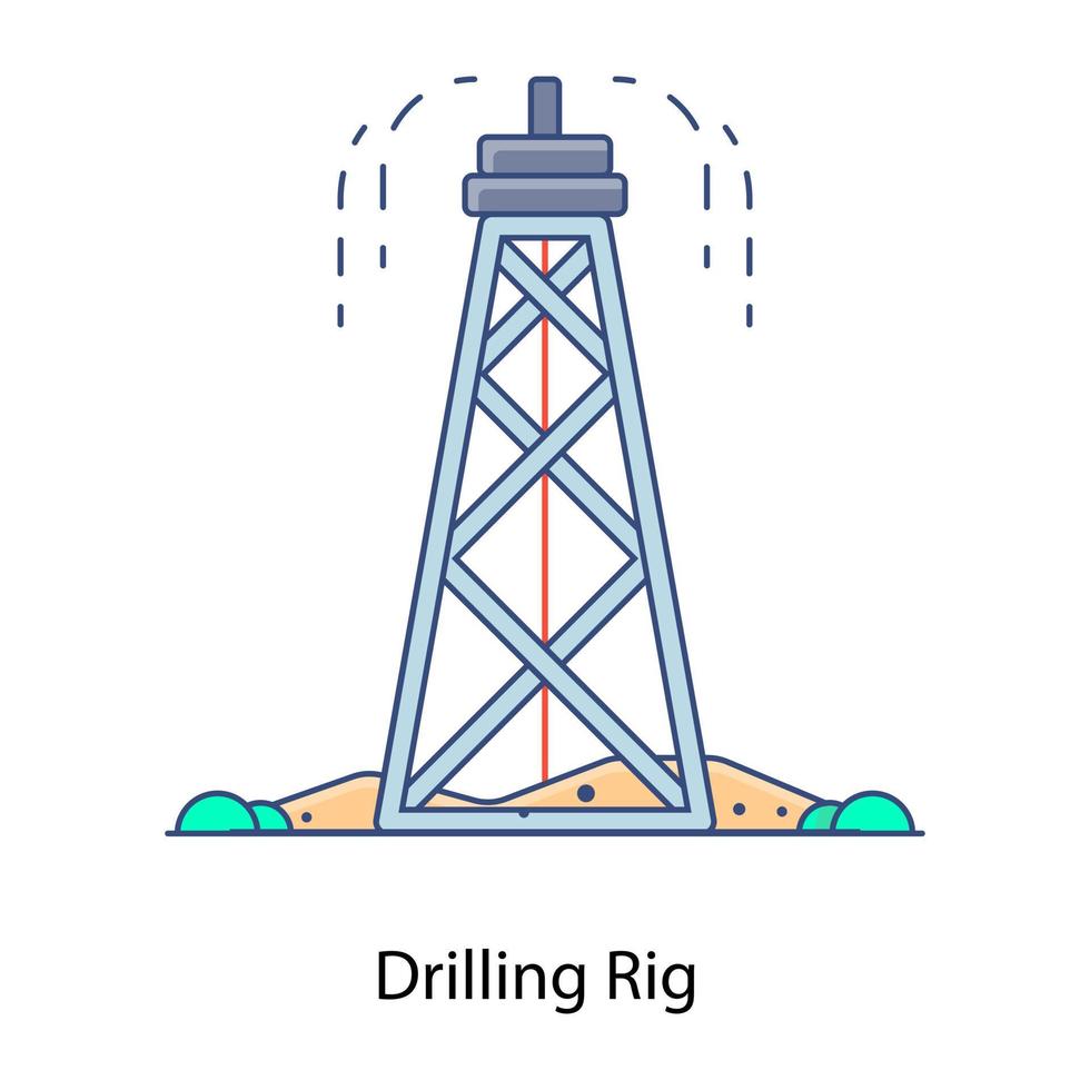 Offshore platform, flat outline icon of drilling platform vector