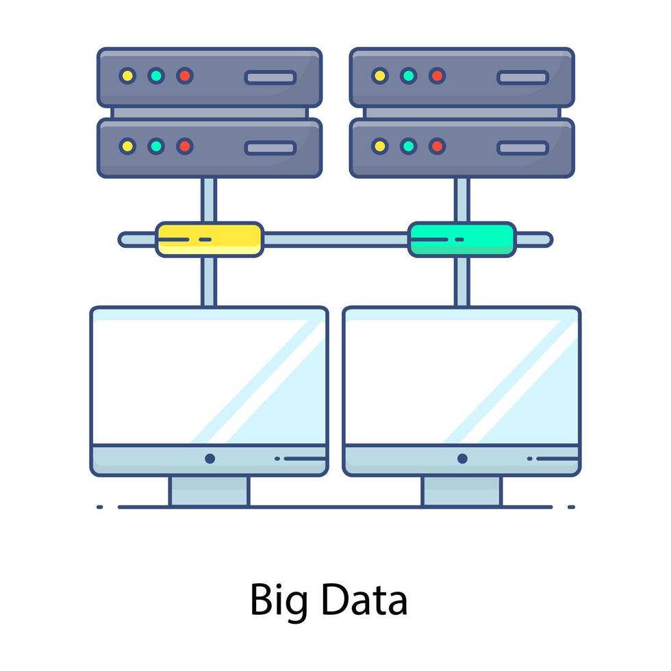 Computing flat outline icon, networking vector