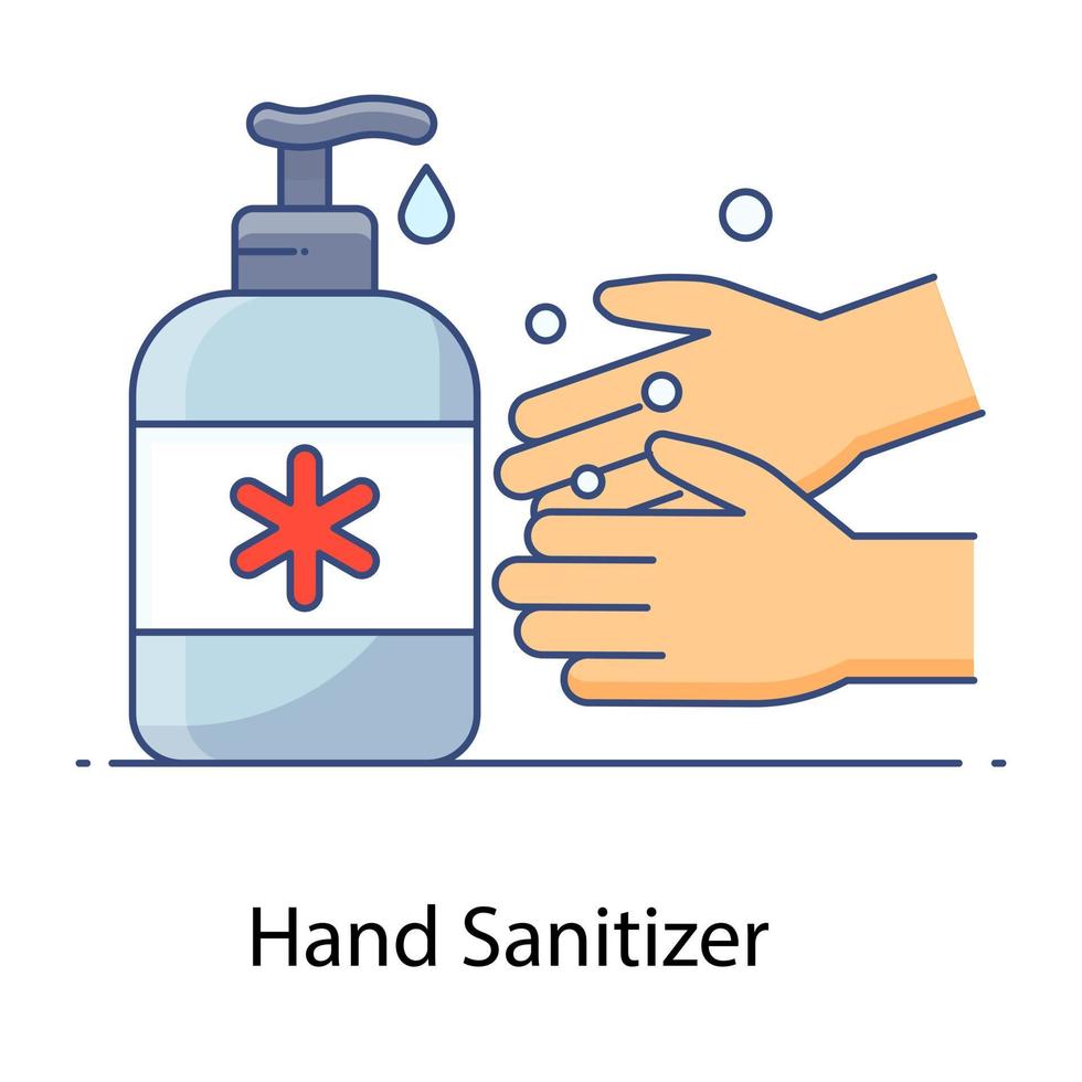 Icon of hand sanitizer flat outline concept vector