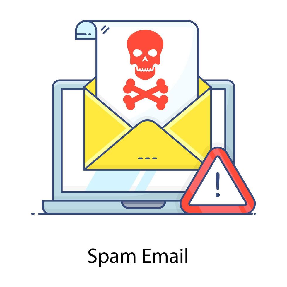 Icon of spam email in flat outline design, cyber crime concept vector