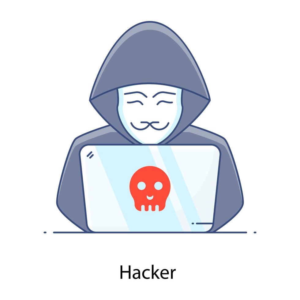 icono de hacker en el diseño de contorno plano conceptual, agente secreto vector