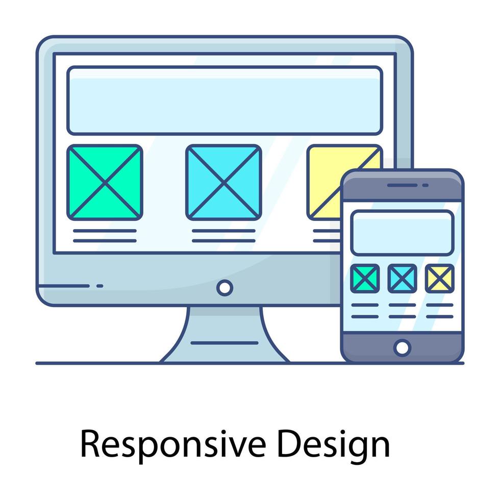 Responsive design flat outline icon vector