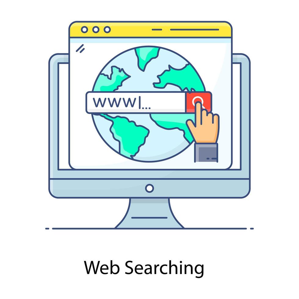 Flat outline icon of web searching, browsing vector