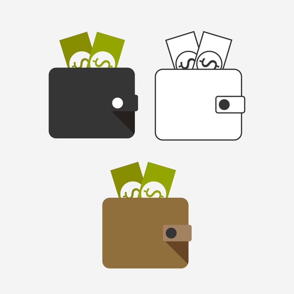 vector de diseño de icono de inversión de dinero de billetera