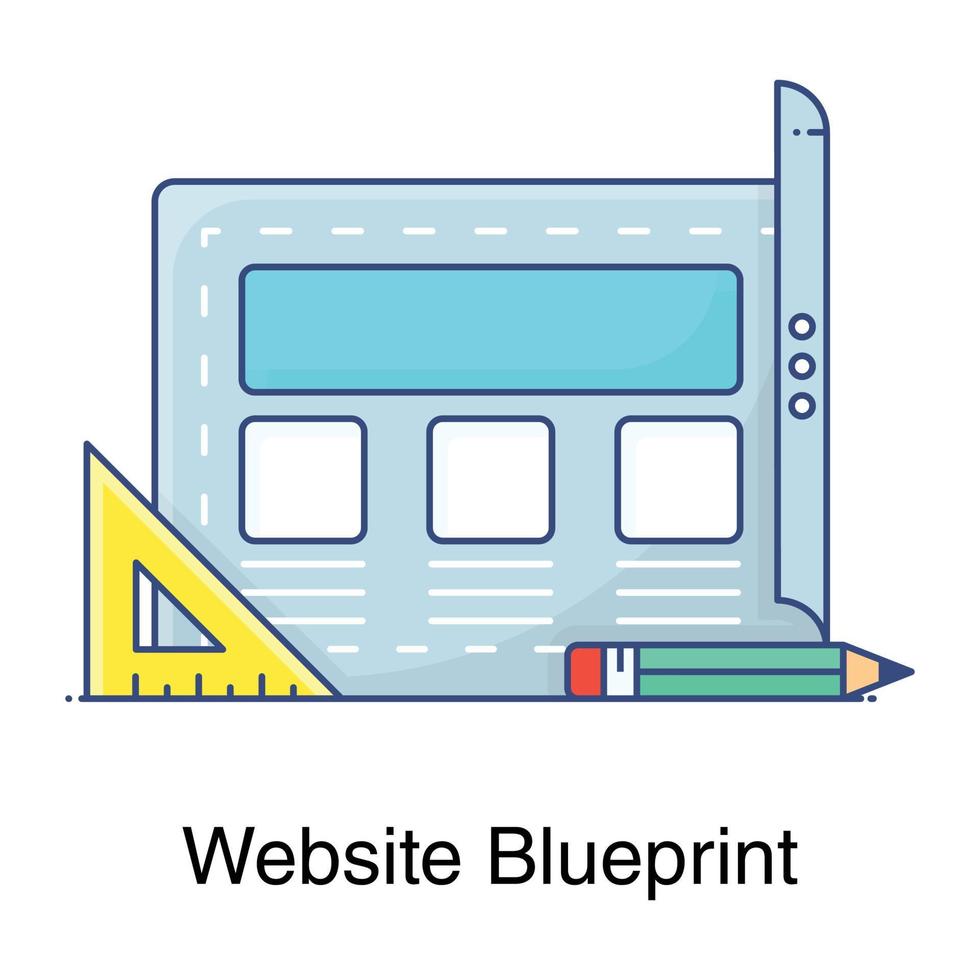 Flat vector design of website blueprint