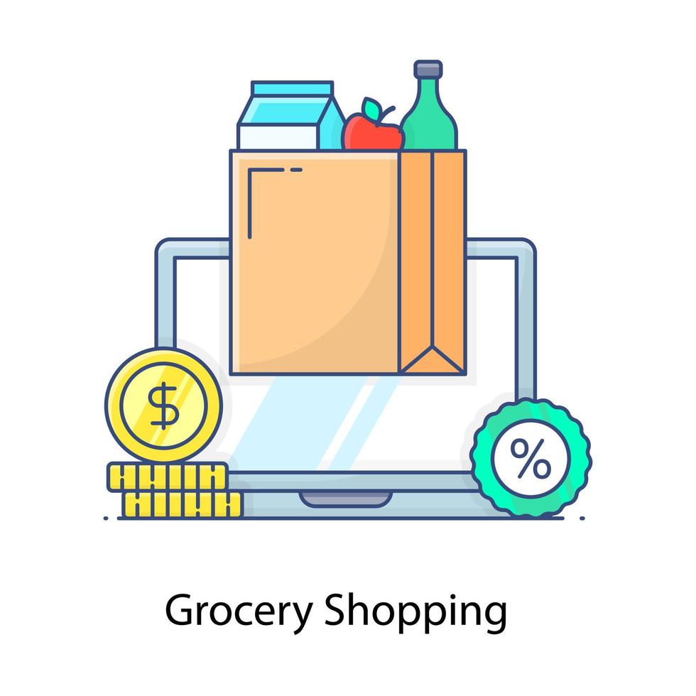 Modern flat style of grocery shopping icon vector