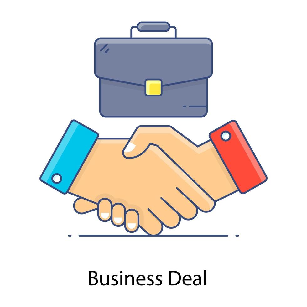 Business deal flat outline icon, agreement vector