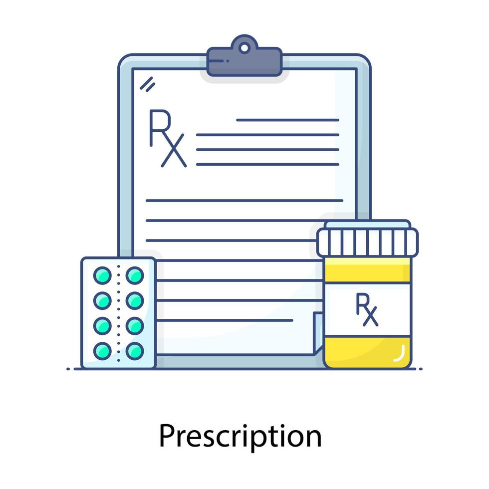 medicamentos con receta en vector de contorno plano