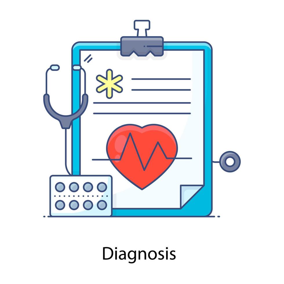 Doctors diagnosis, flat outline conceptual icon vector