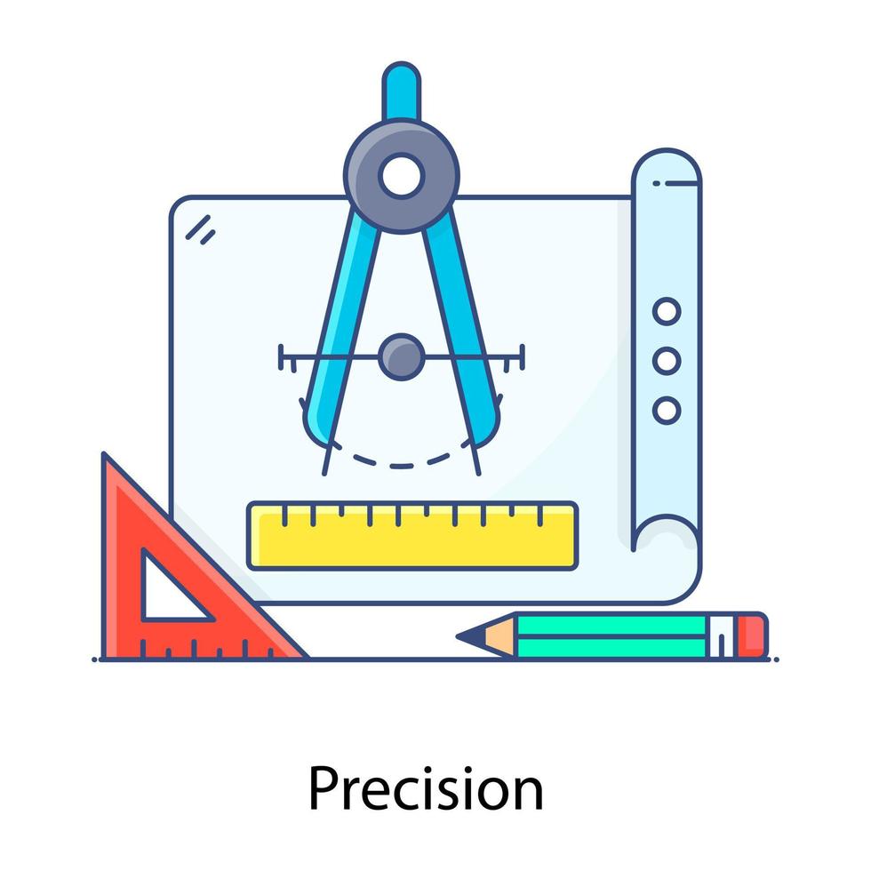 herramienta geométrica, icono de contorno plano de precisión vector