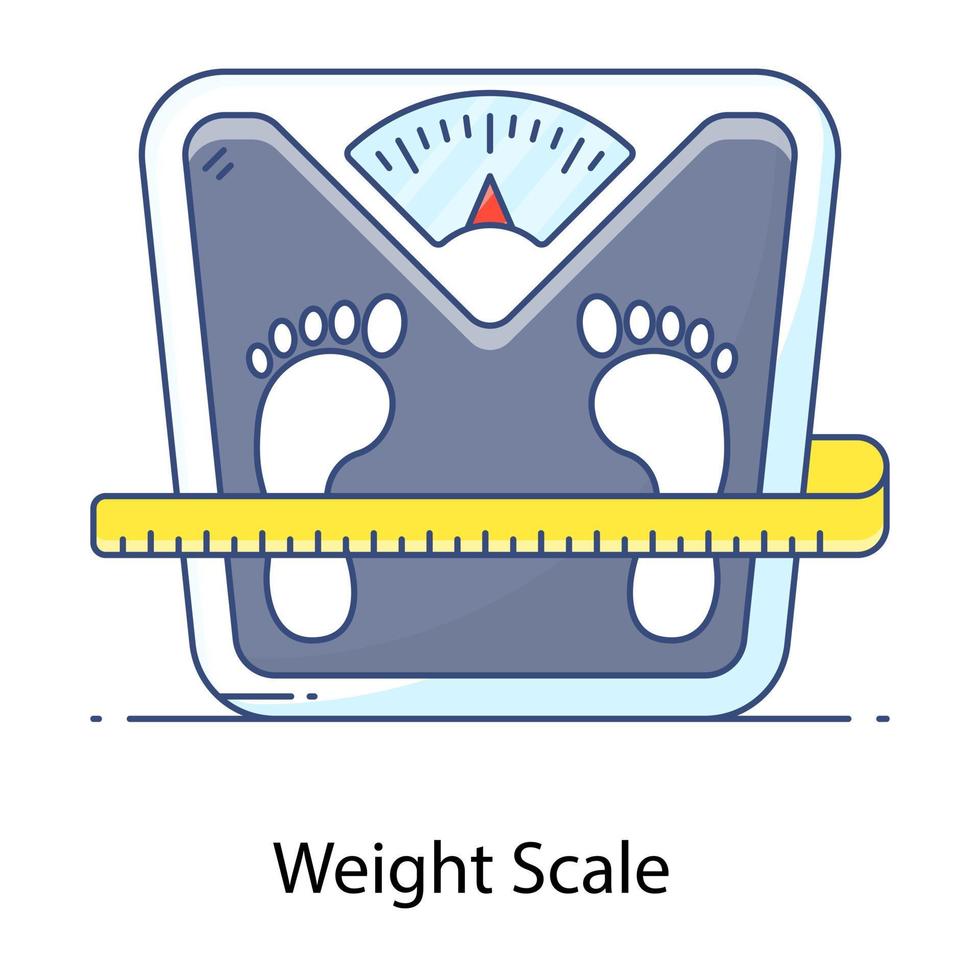 icono de concepto de contorno plano de máquina de pesas, escala de obesidad vector