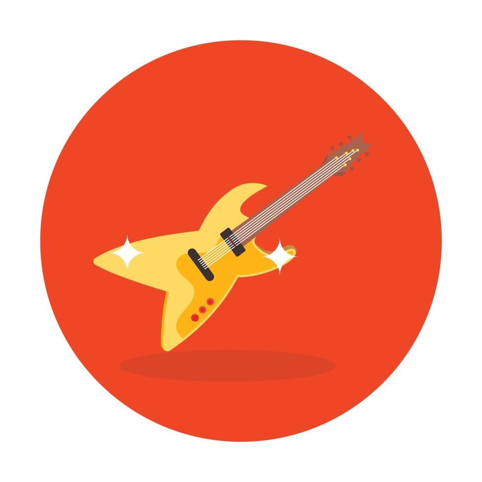 un instrumento musical, icono plano de guitarra vector