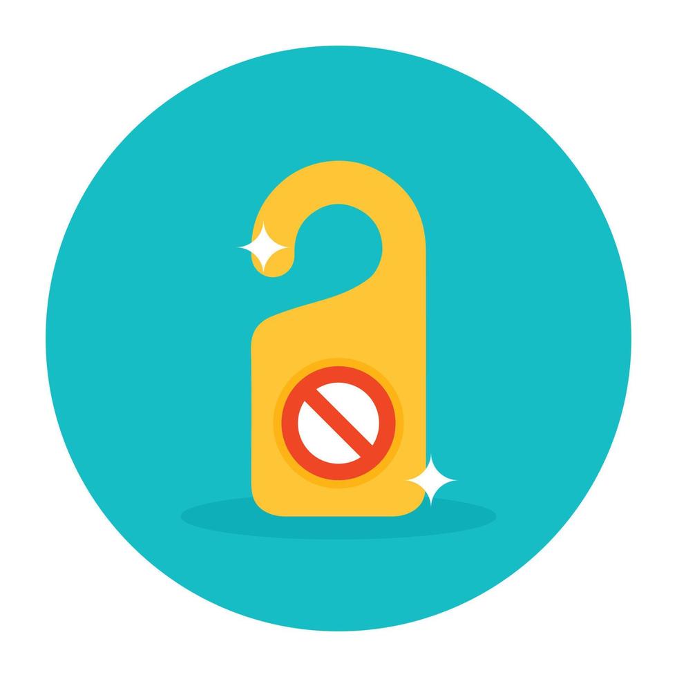Hotel door hanger, do not disturb tag in flat icon vector