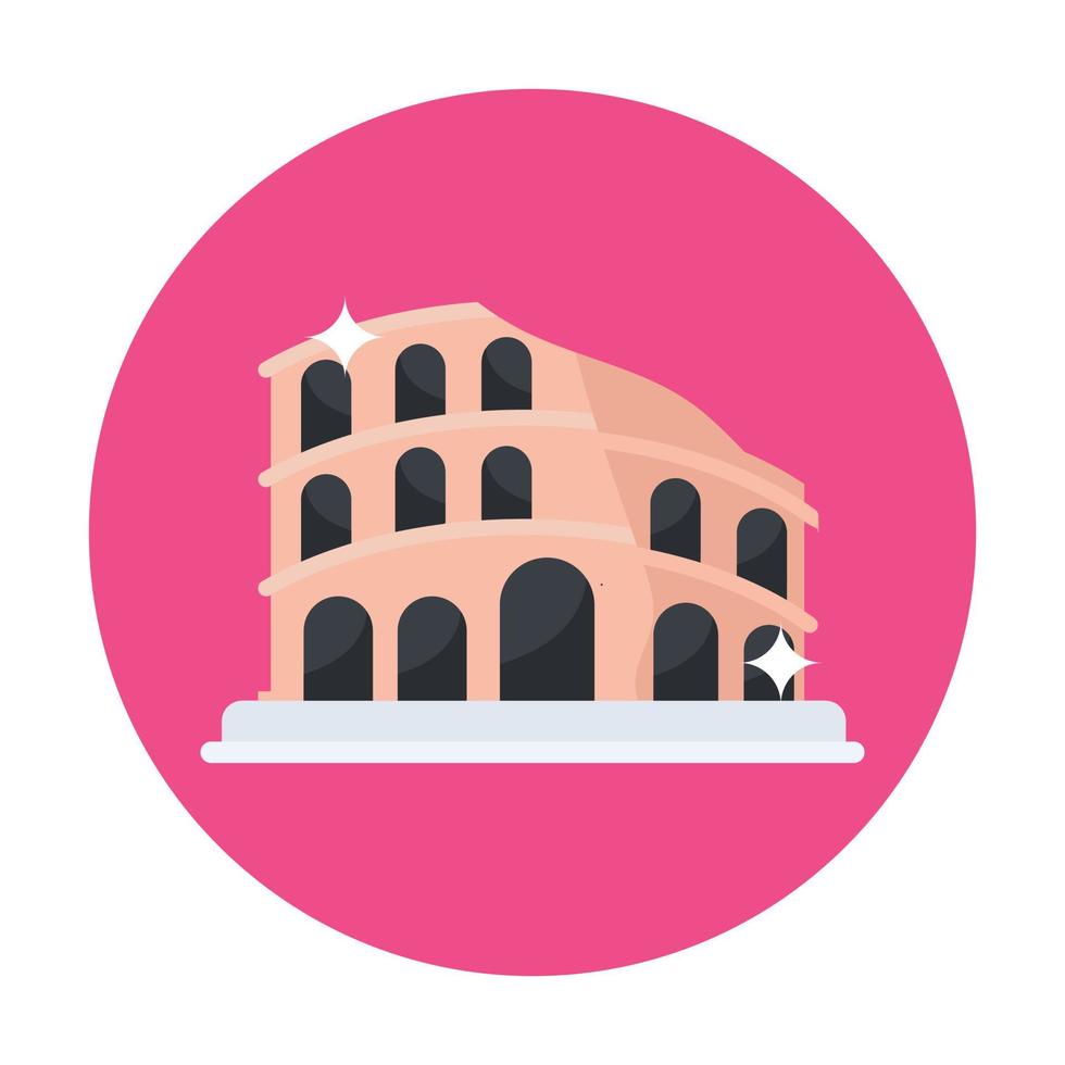 Italian famous landmark at rome, colosseum flat icon vector