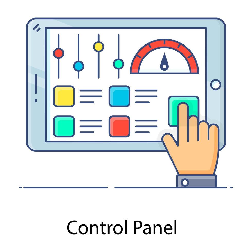 panel de control, icono de contorno plano del panel de control vector