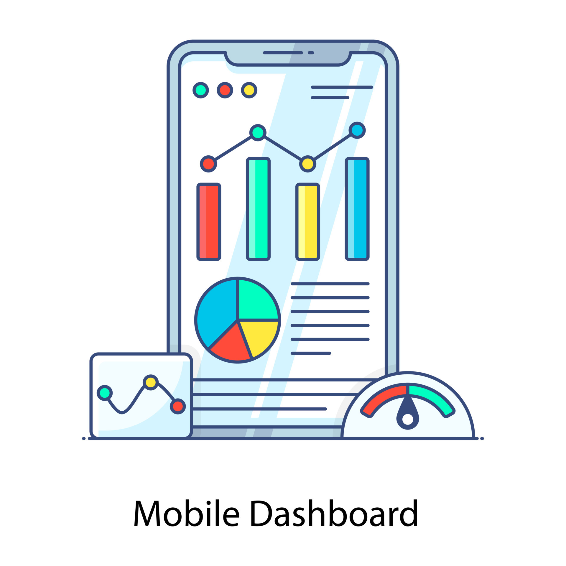 Mobile analytics, flat outline icon of mobile dashboard 5232717 Vector