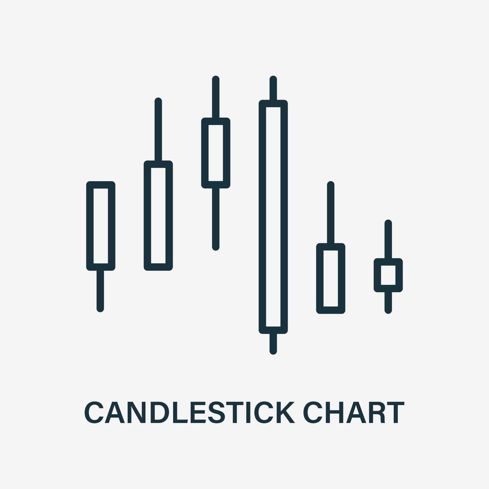 Candlestick Chart Line Icon. Stock market exchange. Japanese Candle Linear Icon. Forex Stocks Trading Diagram or Graph. Vector illustration