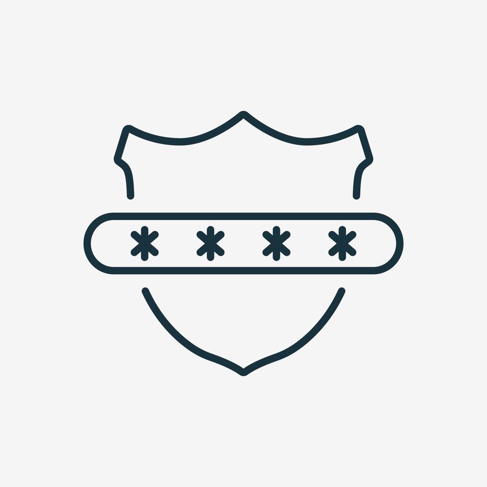 Shield with Private Password Line Icon. Safety and Security Symbol. Vector illustration