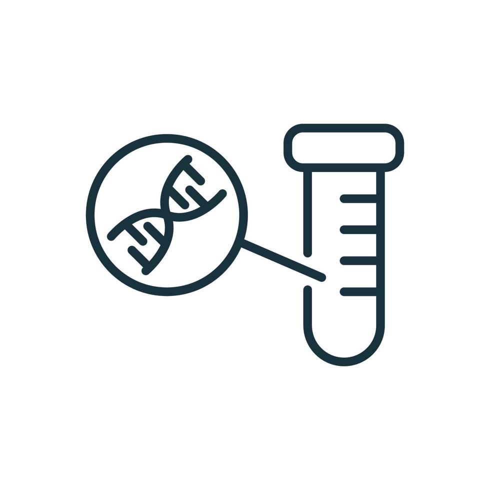 DNA Molecule in Test Tube line icon. Scientist or Laboratory Test Tube with DNA Molecule. Science Research concept. Vector illustration.