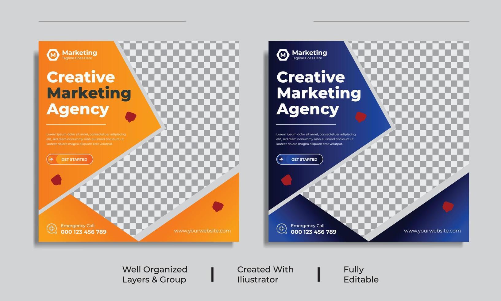 Corporate Creative Marketing Agency Social Media post Design Template vector