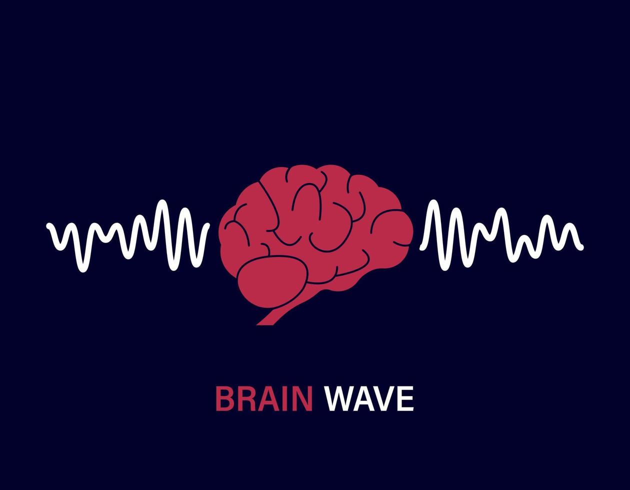 Human Brain Waves. Brain Activity Wave concept. Pink Mind with Mental Wave. Isolated blue background. Vector illustration.