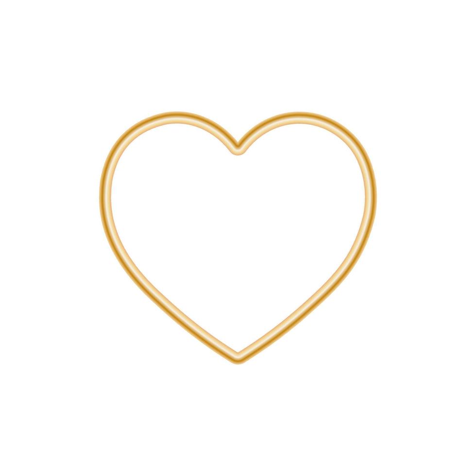 Gold metallic frame of heart icon for St. Valentines Day vector