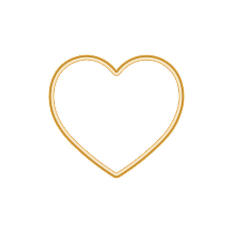 Gold metallic frame of heart icon for St. Valentines Day vector