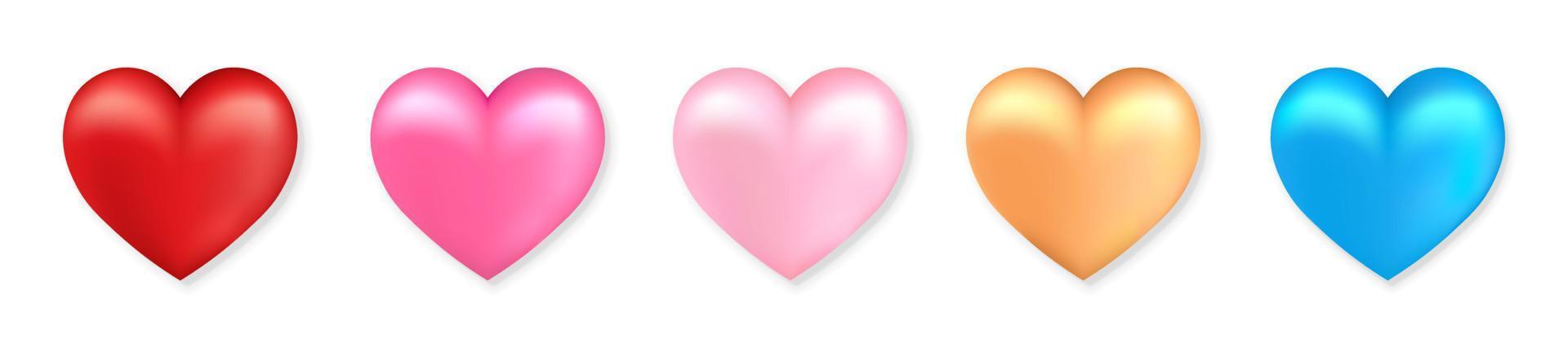 Collection of volumetric shiny hearts icon for St. Valentines Day vector