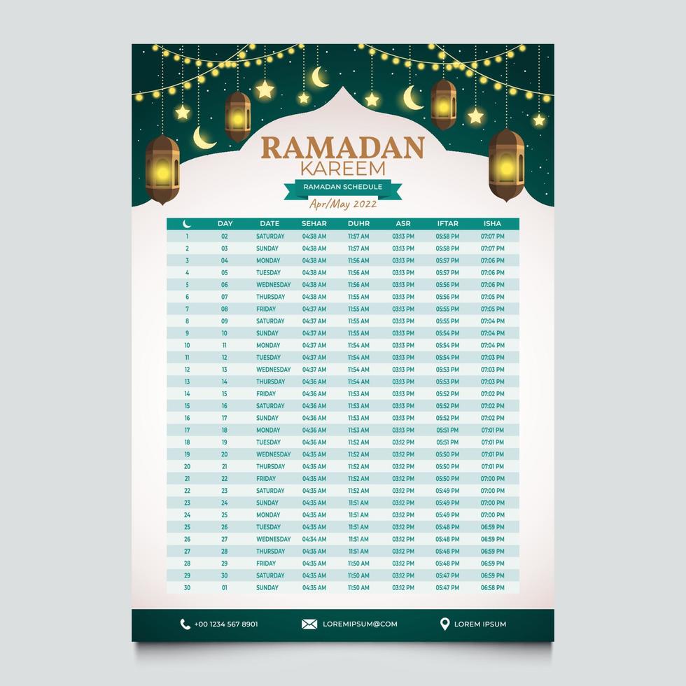 Fasting Month Calendar Template vector