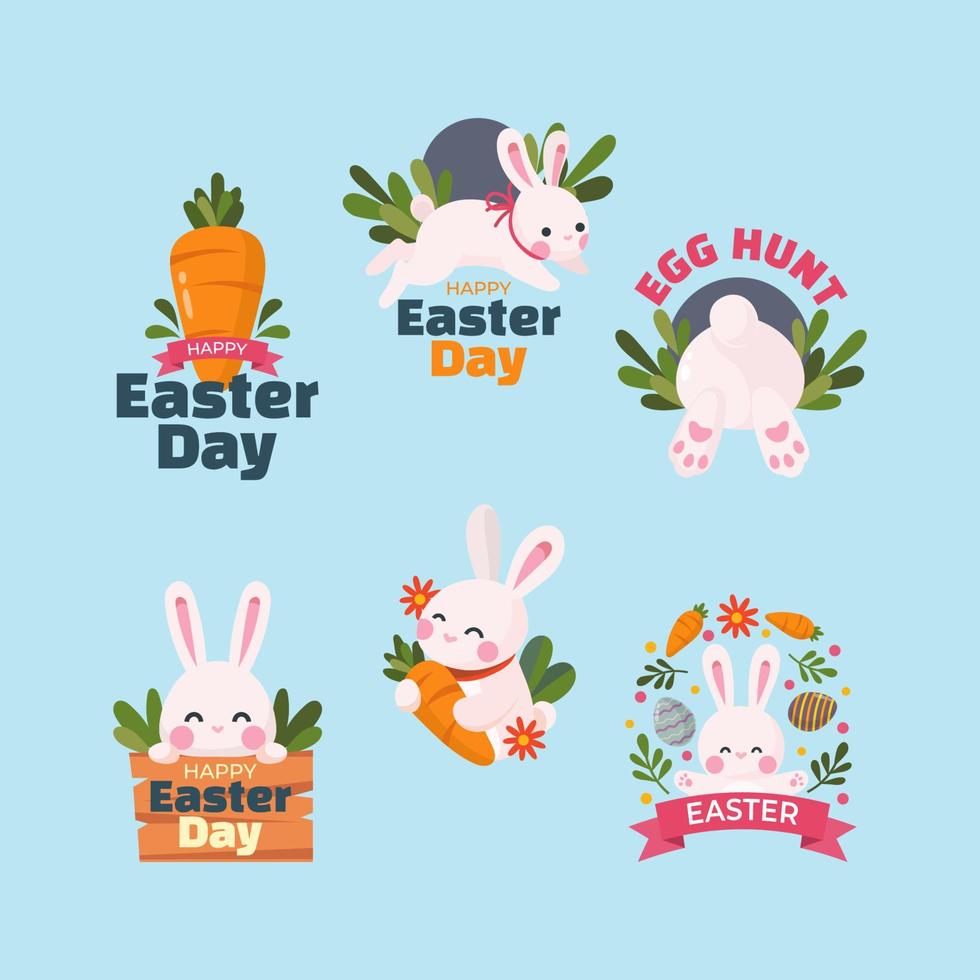 Set of Easter Bunny Sticker vector