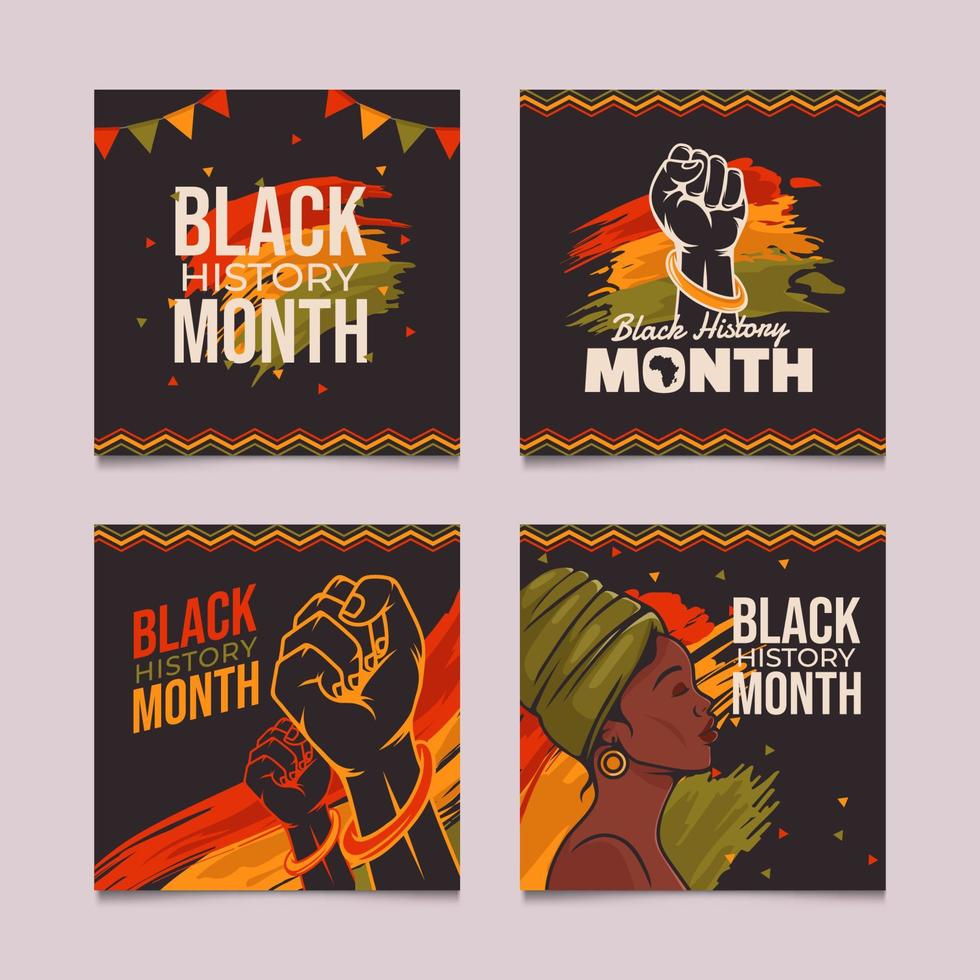 Set of Black History Month Social Media vector