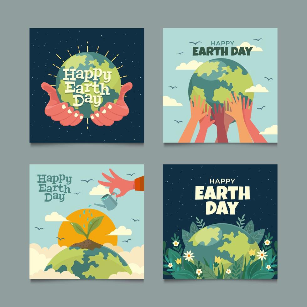 Set of Earth Day Social Media vector