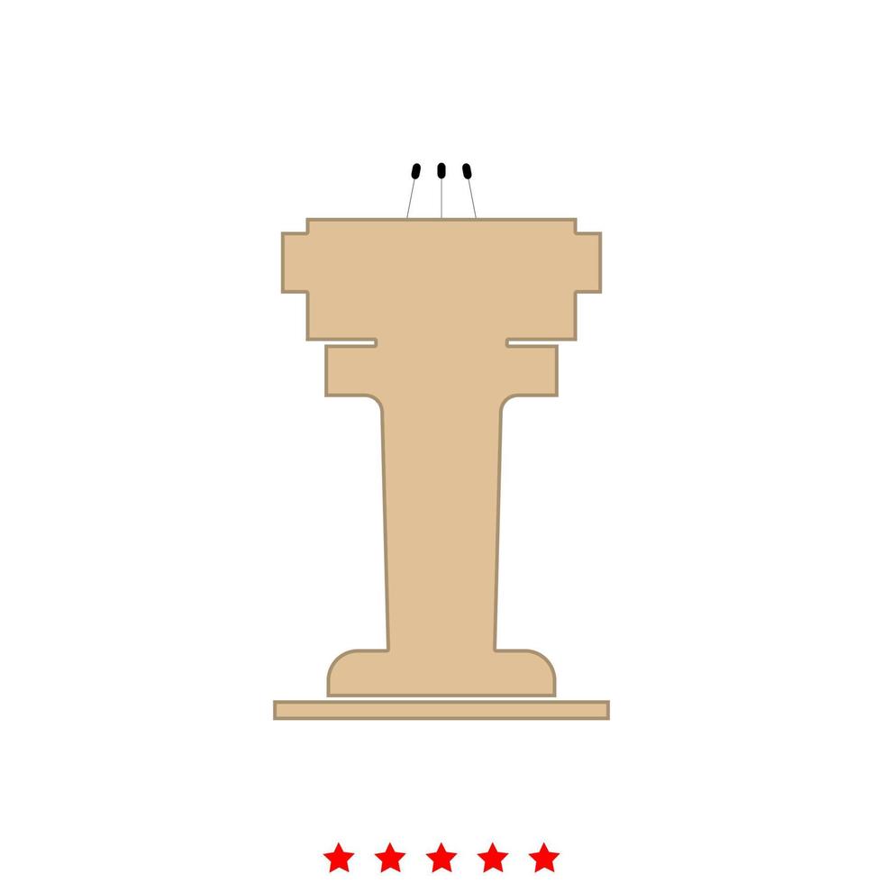 Rostrum with three microphone it is icon . vector