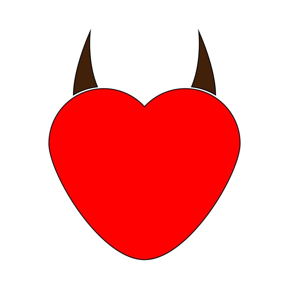 Heart with devil horn icon . Different color . vector