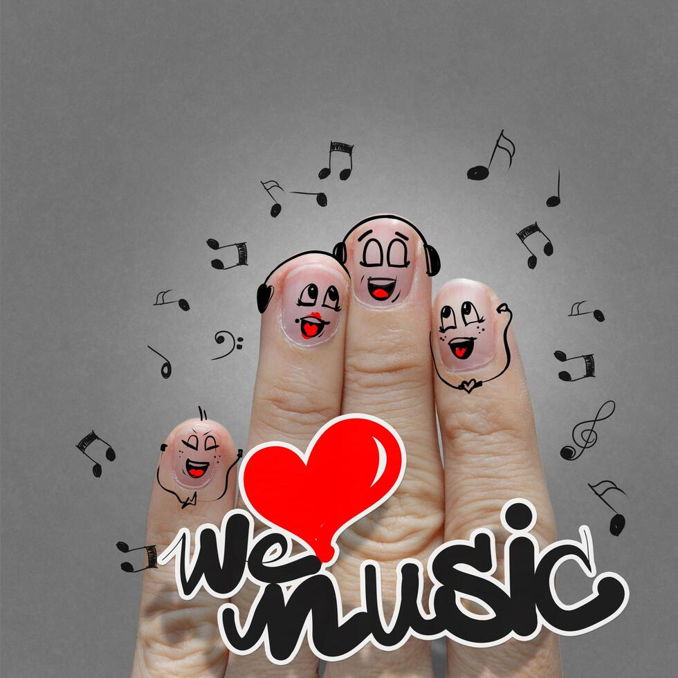 the happy finger family holding we love music photo