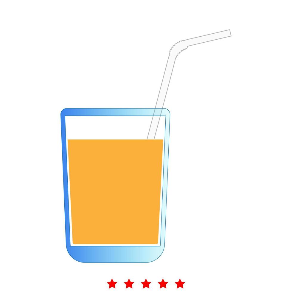 Juice glass with drinking straw icon . Flat style vector