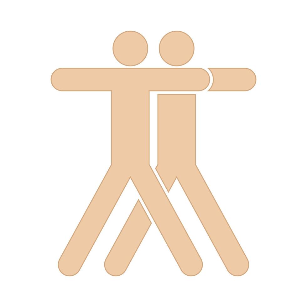 Two people embracing icon . Different color . vector