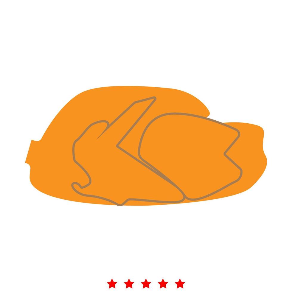 icono de plato de pollo frito. estilo plano vector