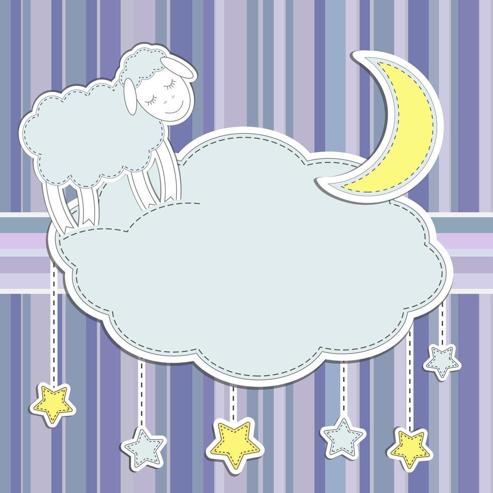 Frame with  cute sheep,moon and stars vector