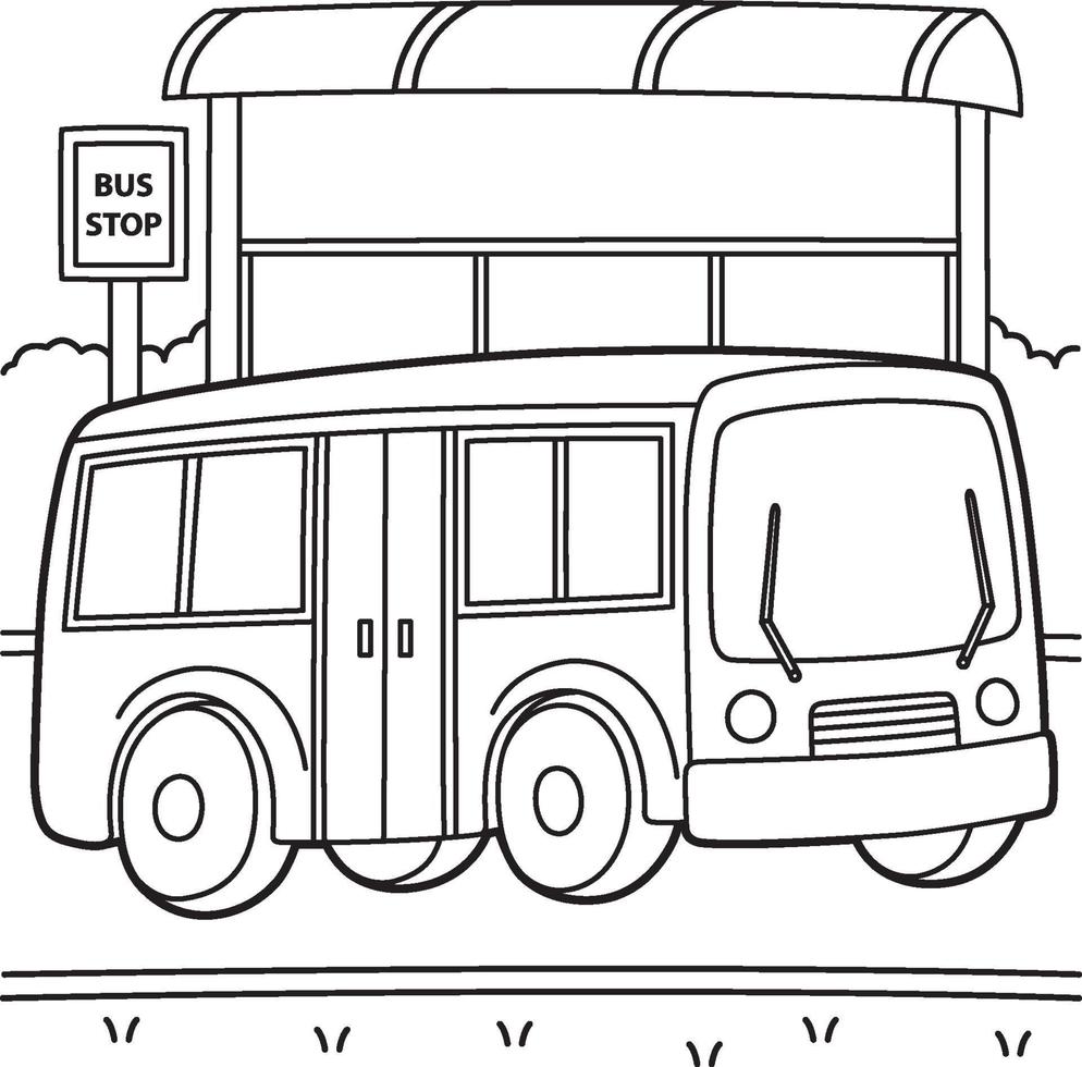 Bus Coloring Page for Kids vector