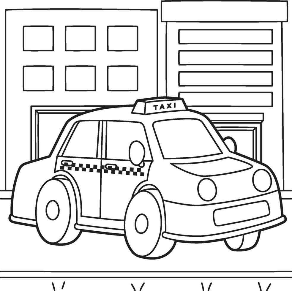 Taxi Coloring Page Kids vector