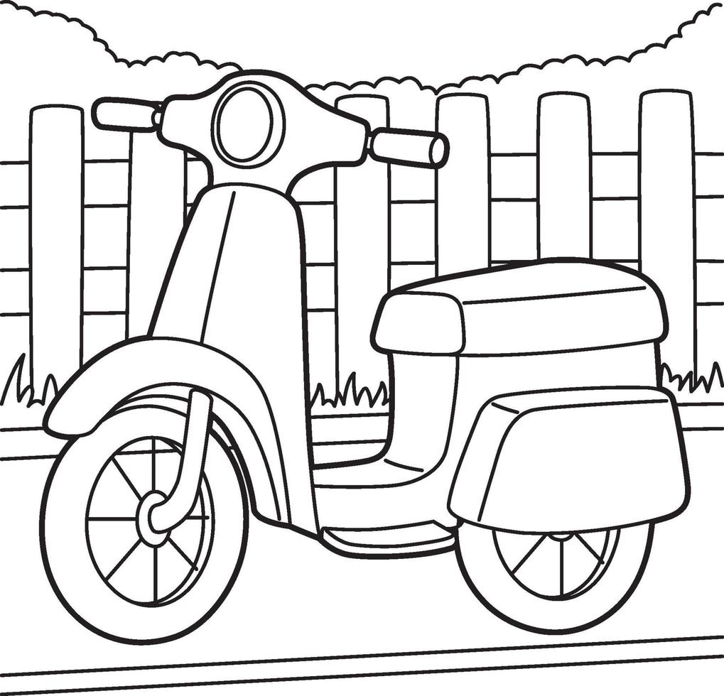 Scooter Coloring Page for Kids vector