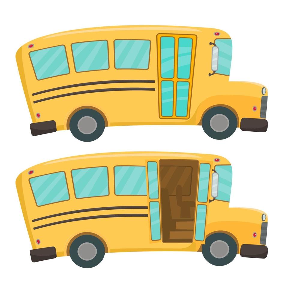 School Bus with separate elements doors open and close vector